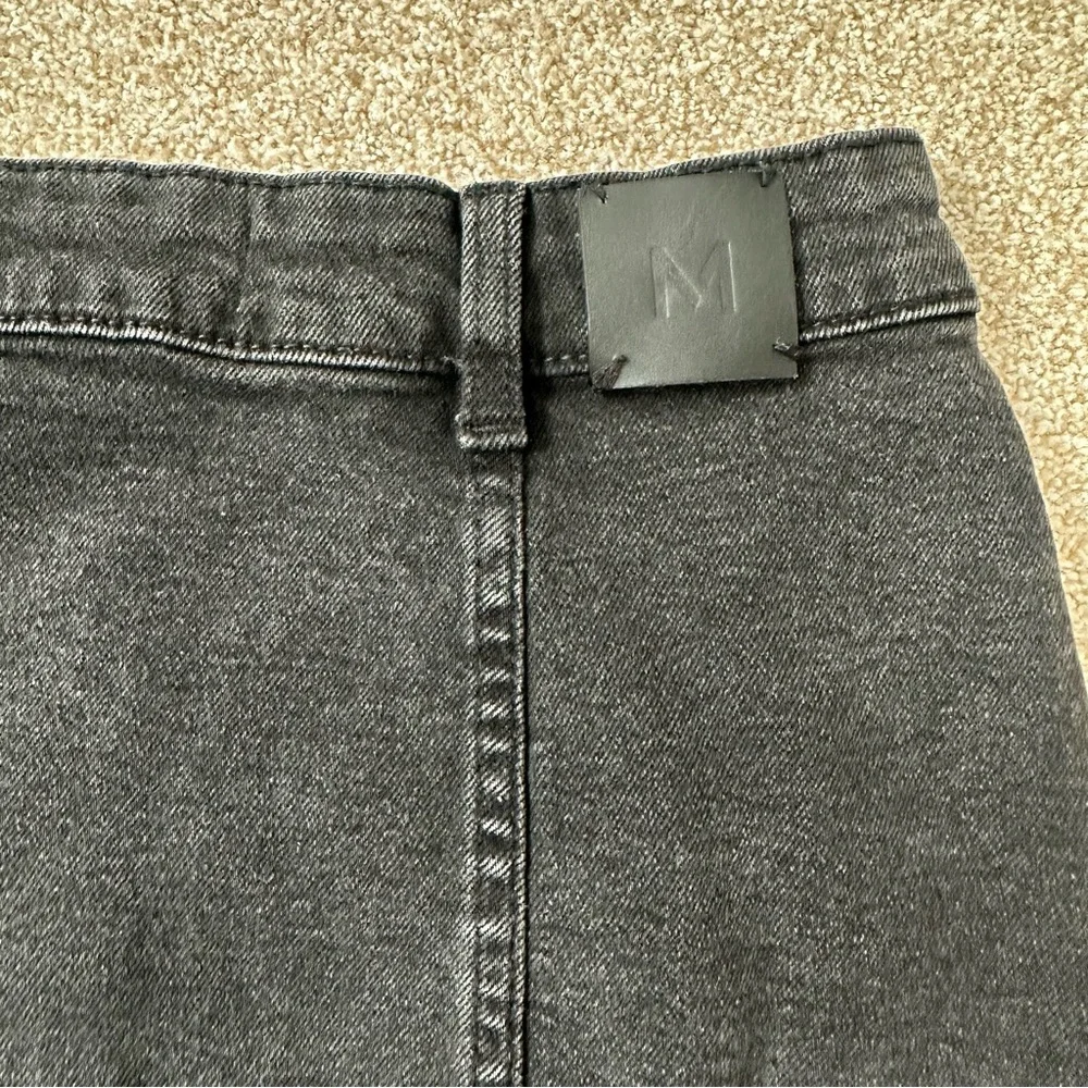 Mango Vicky Black Denim Button-Front Skirt Size Small
